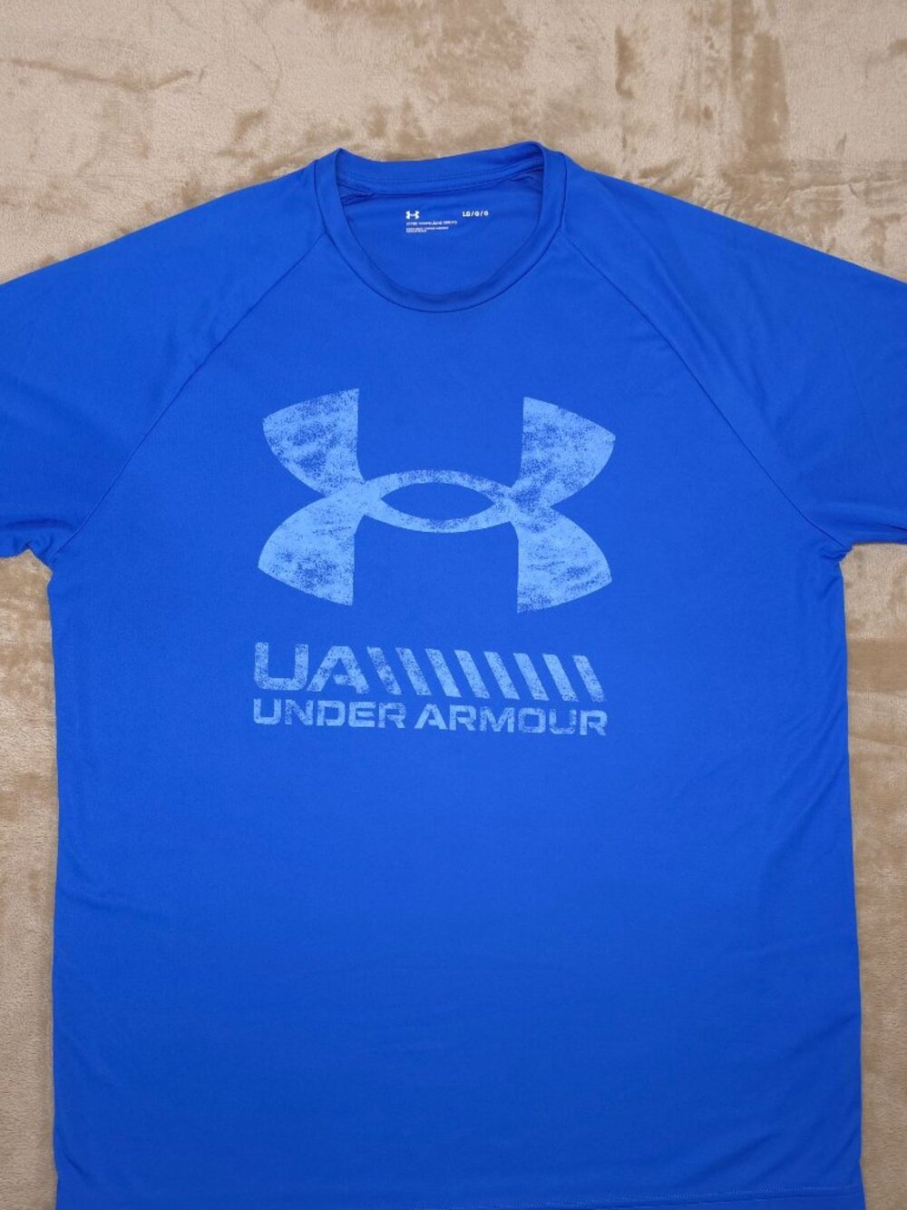 Under Armour Blue Logo T Shirt Mens Large Loose Fit Athletic Tee